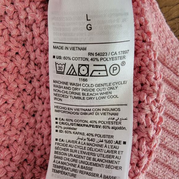 Old Navy Chunky Shaker Knit Sweater Pink Sz L Casual Feminine Preppy Cottagecore - Picture 7 of 8